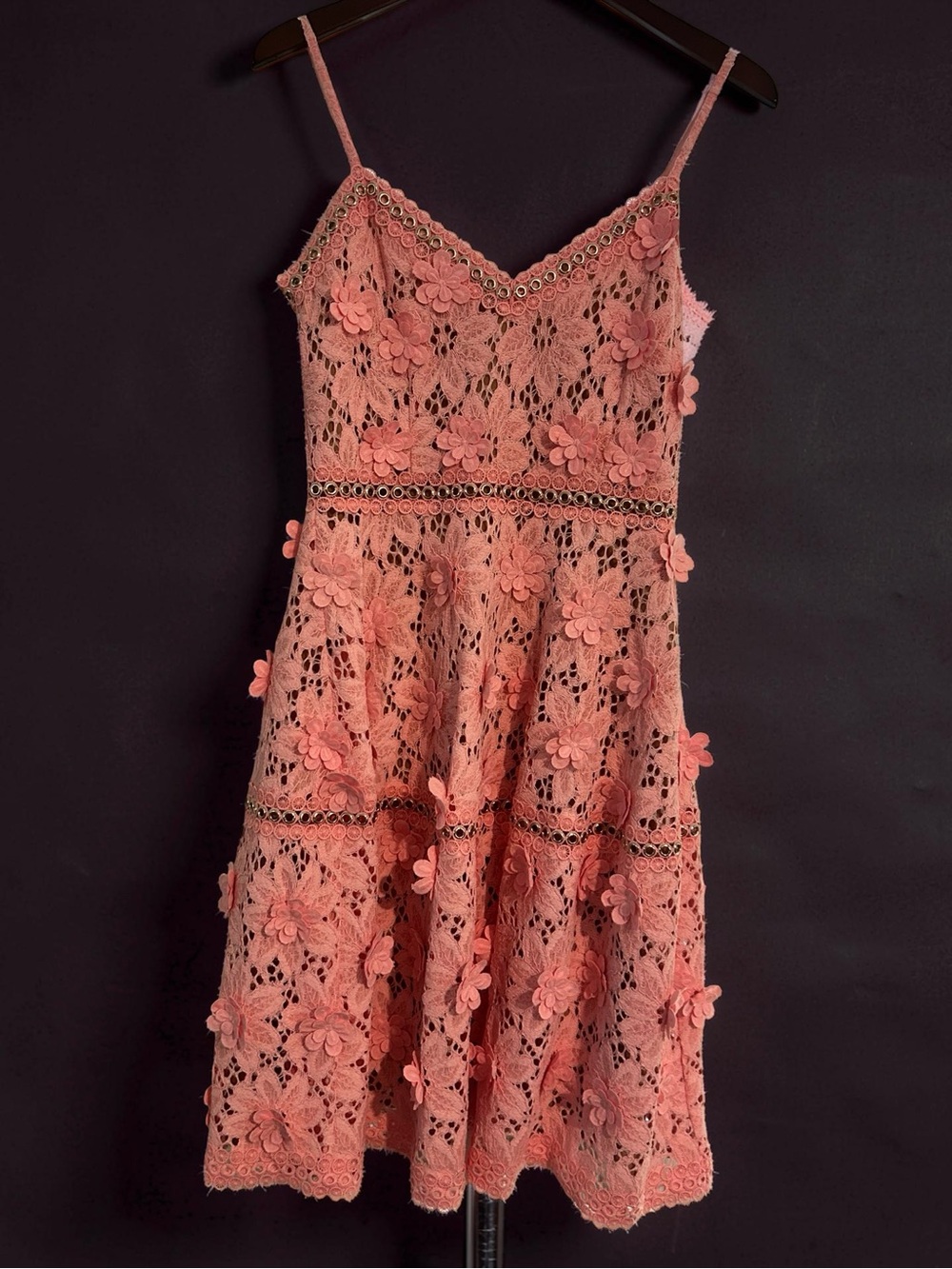 Michael Kors Coral Lace Floral Appliqué Sundress - Picture 3 of 9